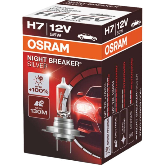 Автолампы Osram 64210NL Night Breaker Laser H7 PX26d 55 W прозрачно-голубая