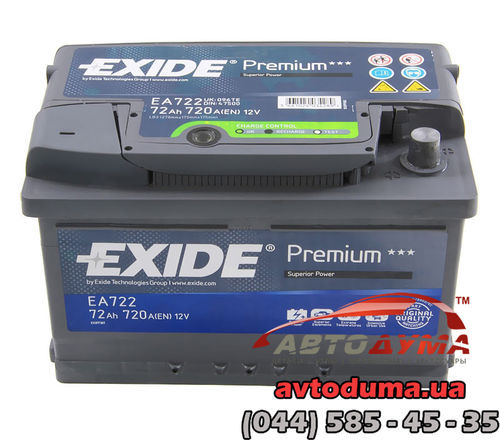 Аккумулятор Exide PREMIUM 6 СТ-72-R EA722