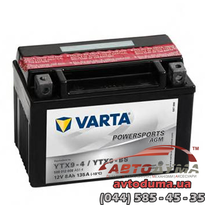 Аккумулятор VARTA Funstart AGM 6 СТ-8-L 508012008