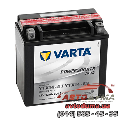 Аккумулятор VARTA Funstart AGM 6 СТ-12-L 512014010