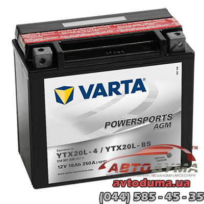 Аккумулятор VARTA Funstart AGM 6 СТ-18-R 518901026