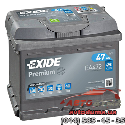 Аккумулятор EXIDE Premium 6 СТ-47-R ea472
