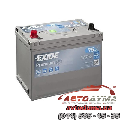 Аккумулятор EXIDE Premium 6 СТ-75-L ea755