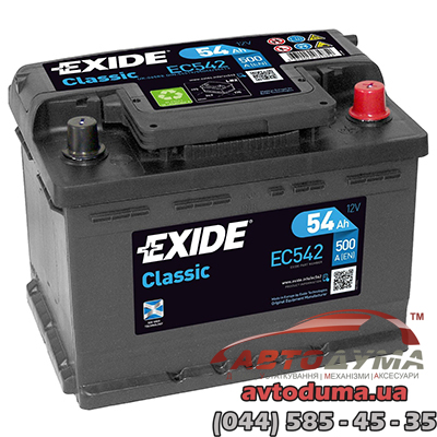 Аккумулятор EXIDE Classic 6 СТ-54-R ec542cla