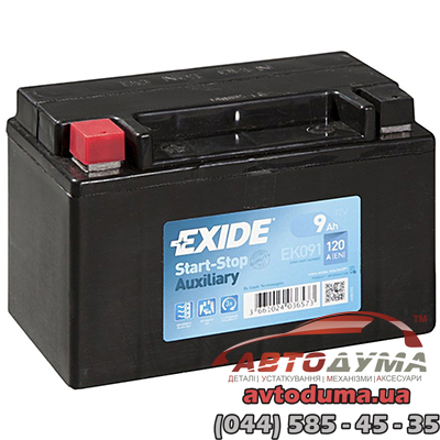 Аккумулятор EXIDE Start-Stop AGM 6 СТ-9-L ek091