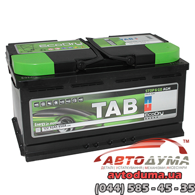 Аккумулятор TAB EcoDry Stop & Go AGM 6 СТ-92-R tabecodry92