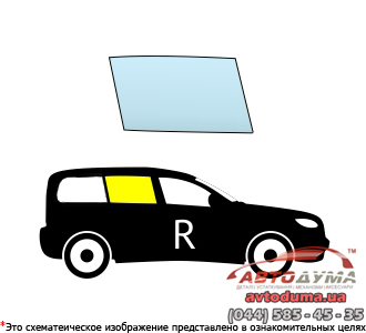 VW Caddy, с 2004, правое боковое стекло, зеленое