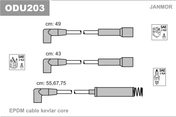 JANMOR ODU203 Провода в/в Opel 1,3-1,6