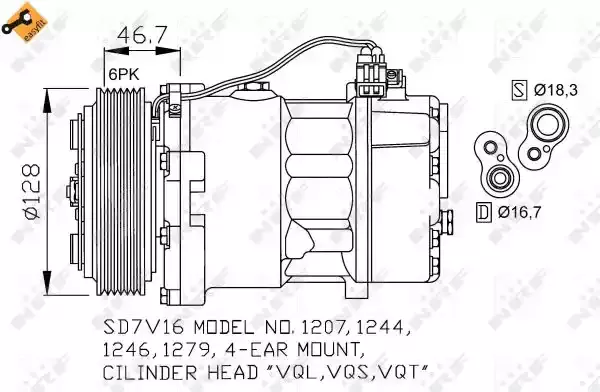 NRF 32168 Компресор кондиціонера VW T4 2.4D/2.5/2.5D 90-03 NRF 32168 Компресор кондиціонера VW T4 2.4D/2.5/2.5D 90-03