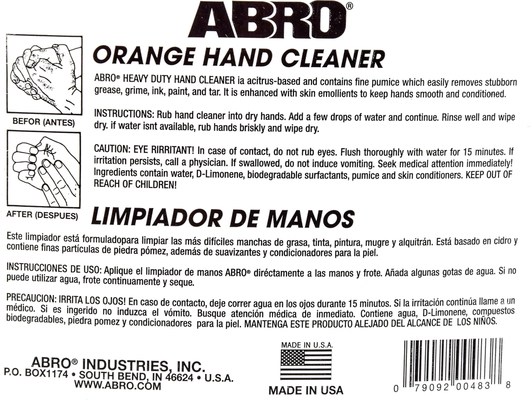 Очиститель рук ABRO Hand Cleaner цитрусовый HC241
