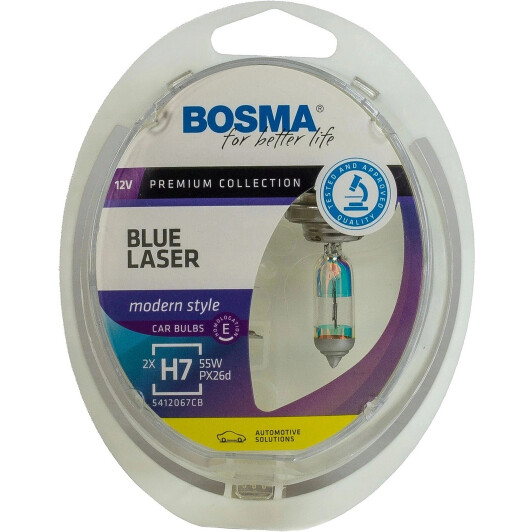 Автолампы Bosma 3707 Blue Laser H7 PX26d 55 W прозрачно-голубая