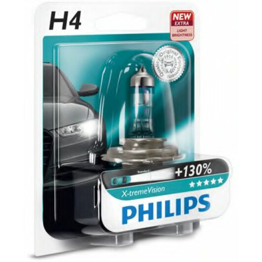 Автолампы Philips 12342XVB1 X-tremeVision H4 P43t-38 55 W 60 W прозрачная