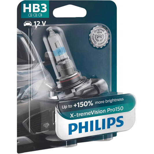 Автолампы Philips 9005XVPB1 X-tremeVision Pro150 HB3 P20d 60 W прозрачно-голубая