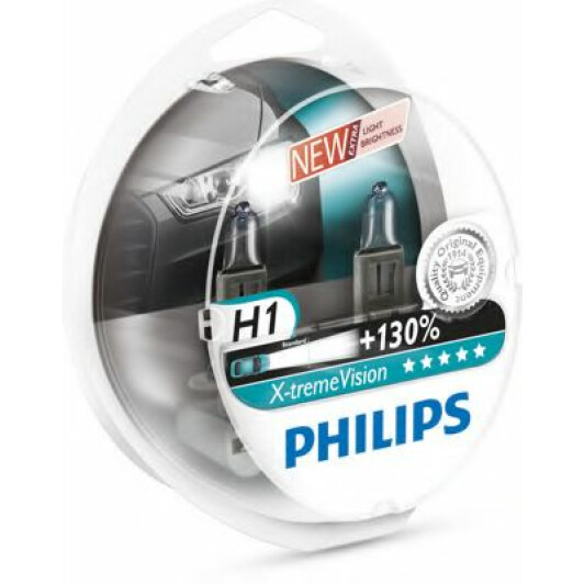 Автолампы Philips 12258XVS2 X-tremeVision H1 P14,5s 55 W прозрачная