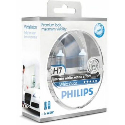 Автолампы Philips 12972WHVSM WhiteVision H7 PX26d 55 W светло-голубая