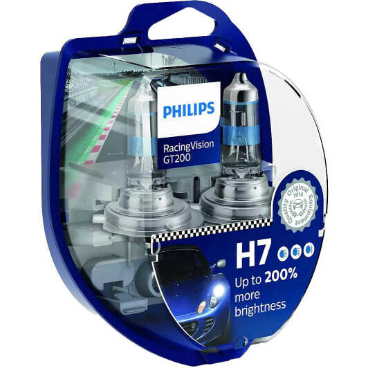 Автолампы Philips 12972RGTS2 Racing Vision GT200 H7 PX26d 55 W прозрачно-голубая