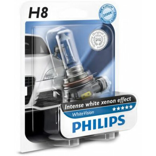 Автолампы Philips 12360WHVB1 WhiteVision H8 PGJ19-1 35 W светло-голубая
