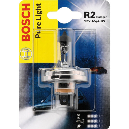 Автолампы Bosch 1987301021 Pure Light R2 P45t 40 W 45 W прозрачная
