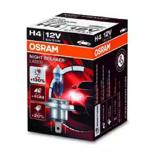 Автолампы Osram 64193NBL Night Breaker Laser H4 P43t 55 W 60 W прозрачно-голубая
