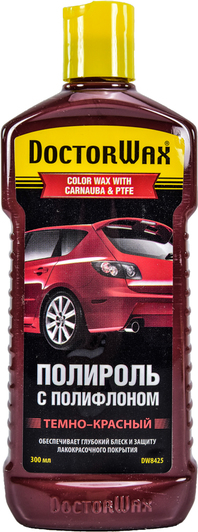 Цветной полироль для кузова DoctorWax С Полифлоном (Темно-красный) DW8425