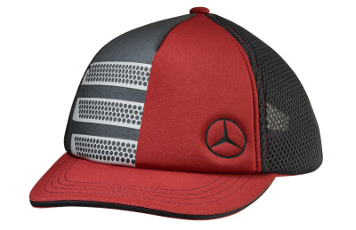 Детская бейсболка Mercedes-Benz Kids Cap Trucker Style, Black/Grey/Red, артикул B67871303