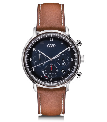 Мужские наручные часы хронограф Audi Chronograph Solar-powered, Mens, blue/brown,  3101900100