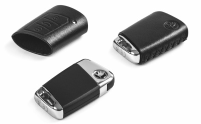 Кожаный чехол для ключа Skoda Leather Key Cover (KESSY), Superb III, Kodiaq, Black,  3V0087012B