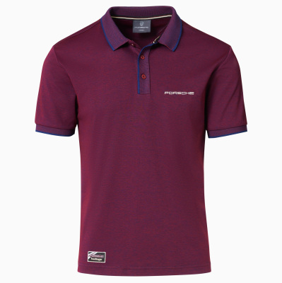 Мужская рубашка-поло Porsche Polo-Shirt, Men, Heritage Collection, Bordeaux Red and Blue,  WAP3200XS0LHRT XL