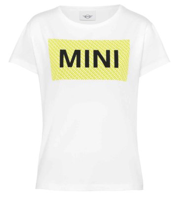 Женская футболка MINI T-Shirt Wordmark Signet Women’s, White/Energetic Yellow,  80145A0A501 L