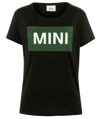 Женская футболка MINI T-Shirt Wordmark Signet Women’s, Black/British Green,  80145A0A508 XXS