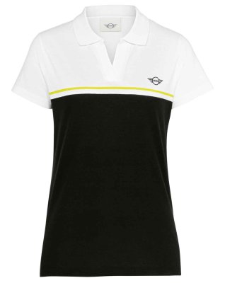 Женская рубашка поло MINI Wing Logo Polo Woman´s, Black/White/Energetic Yellow,  80145A0A534 XXS
