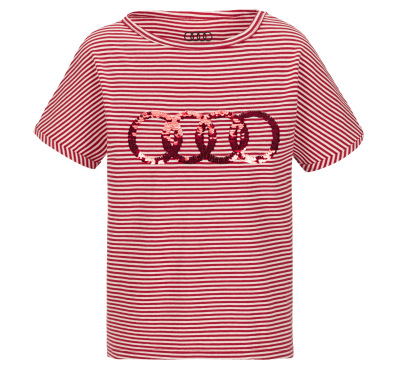Футболка для девочек Audi Shirt Girls, Infants, red/white,  3202000104 134/140