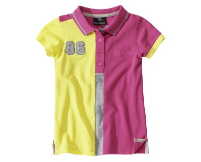 Детская футболка Mercedes Children's Polo Shirt, Girls, Pink / Yellow,  B66951986 128/134