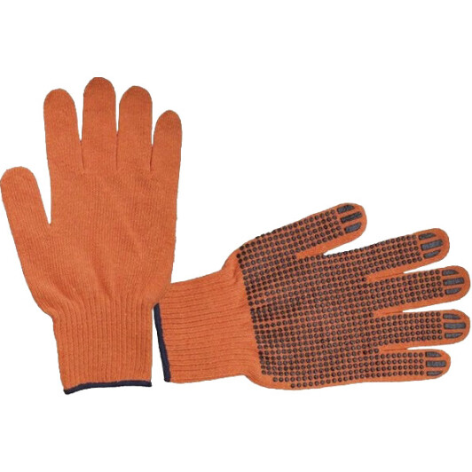 Перчатки рабочие Intertool трикотажные с покрытием ПВХ оранжевые SP-0131