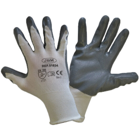 Перчатки рабочие JBM хб с нитриловым покрытием белые 51398N