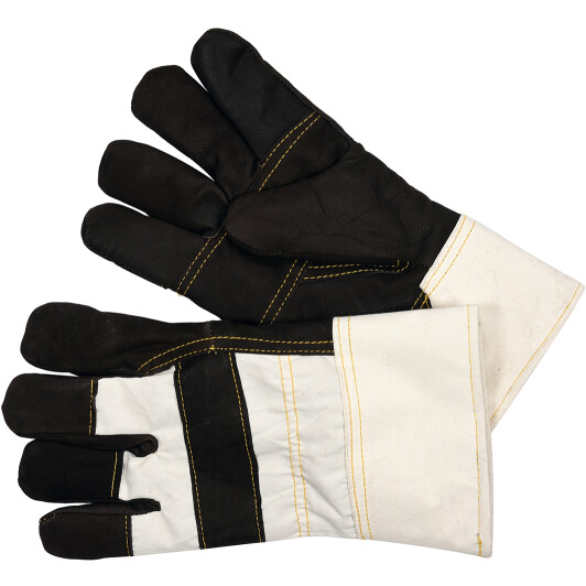 Перчатки рабочие Vorel кожаные с коттоновым покрытием черные 74003