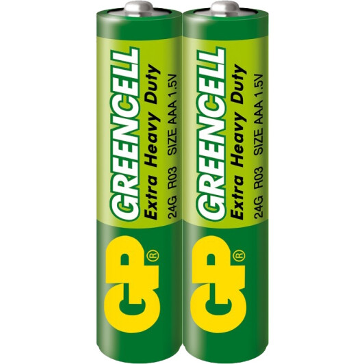 Батарейка GP Greencell Extra Heavy Duty 24GS2 AAA (мизинчиковая) 1,5 V 2 шт Батарейка GP Greencell Extra Heavy Duty 24GS2 AAA (мизинчиковая) 1,5 V 2 шт