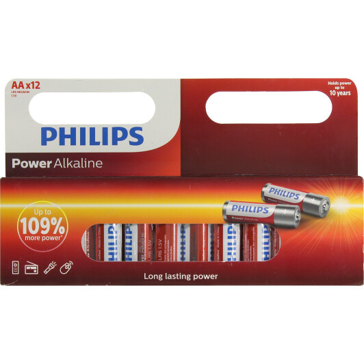 Батарейка Philips Alkaline Power LR6P12W10 AA (пальчиковая) 1,5 V 12 шт