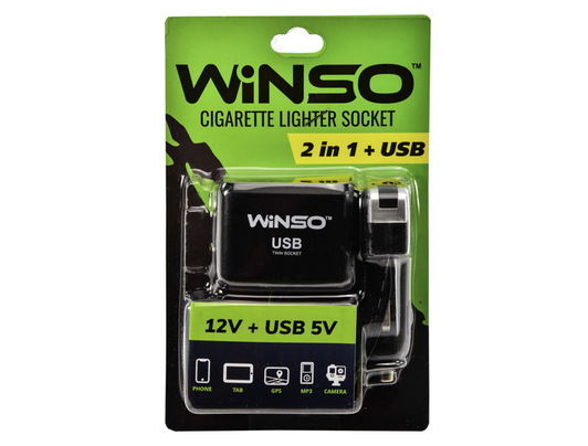 USB переходник на прикуриватель Winso 2 в 1 + USB 200120