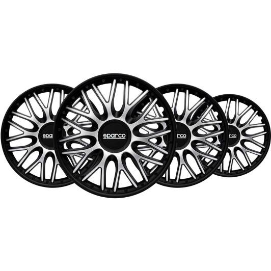 Комплект колпаков на колеса Sparco Roma черный + серебристый SPC1696SVBK