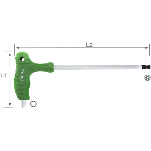 Ключ шестигранный Toptul AGCA0215 L-образный 2 мм с шарообразным наконечником