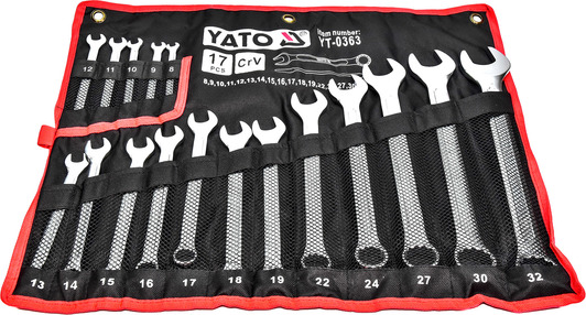 Набор ключей рожково-накидных Yato Accelerator YT-0363 8-32 мм с шарниром 17 шт