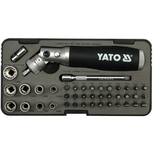 Отвертка реверсивная с набором бит Yato YT-2806