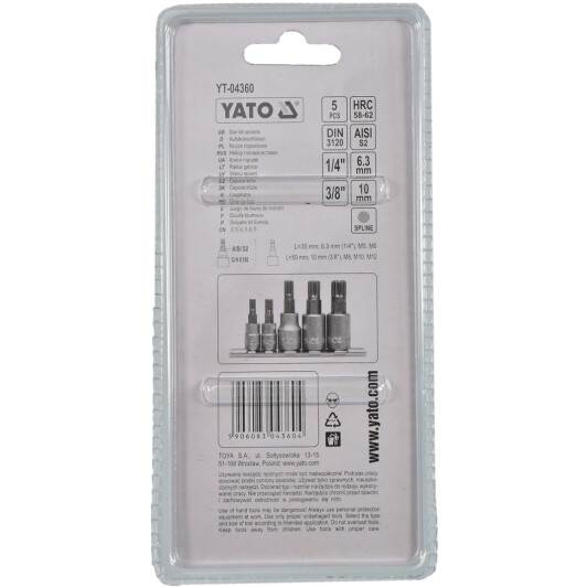 Набор торцевых головок Yato YT-04360 5 шт.