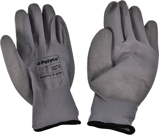 Перчатки рабочие Polyco Matrix P Grip трикотажные с полиуретановым покрытием серые 304-MAT