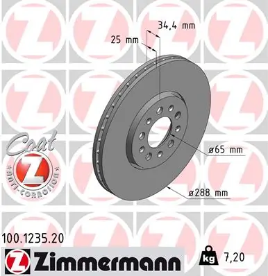 Zimmermann 100123520 Гальмiвнi диски 288 мм SPORT COAT Z