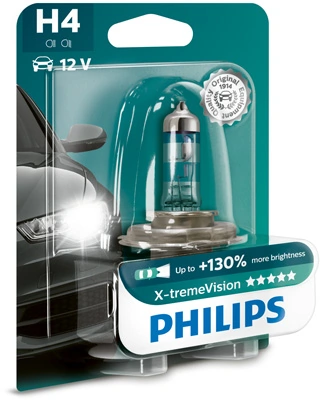 Автолампы Philips 12342XVB1 X-tremeVision H4 P43t-38 55 W 60 W прозрачная