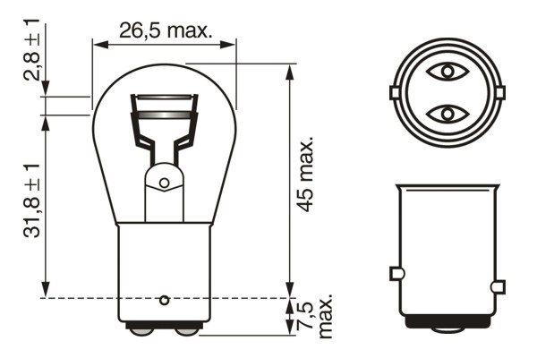 Автолампы Bosch 1987302202 P21/5W BAY15d 5 W