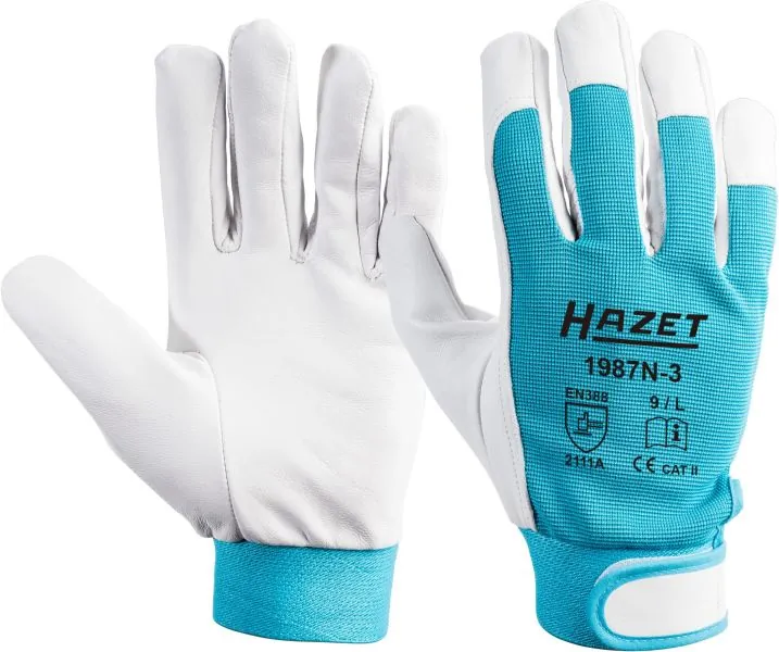 Перчатки рабочие Hazet кожаные белые 1987N-3 Перчатки рабочие Hazet кожаные белые 1987N-3