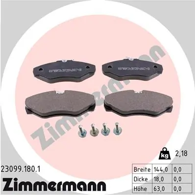 ZIMMERMANN 230991801 Колодки передние, 01-  (тип LUCAS)